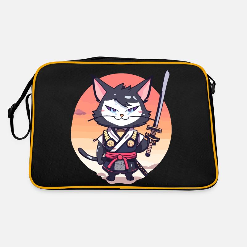 Samurai Cat #37 - Retro Bag - black/gold