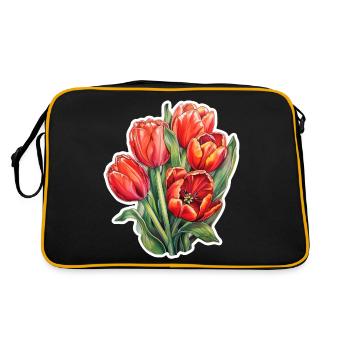 Tulips 5 Flowers - Retro Bag - black/gold - Back