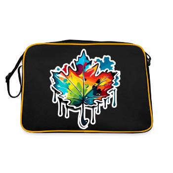 Feuille d’érable / Automne / Feuillage / Forêt / Nature - Sac Retro - noir/or - Dos