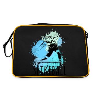 Spikeball, Sport, Graffiti, Malerei, illustration - Retro Tasche - Schwarz/Gold - Hinten
