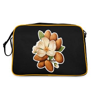 Almonds frame an almond blossom - Retro Bag - black/gold - Back