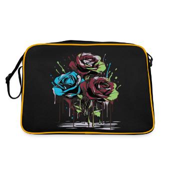 Blumen Frauen Mädchenpower Design Kunst Weiblich Rose - Retro Tasche - Schwarz/Gold - Hinten