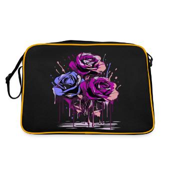Blumen Frauen Mädchenpower Design Kunst Weiblich Rose - Retro Tasche - Schwarz/Gold - Hinten