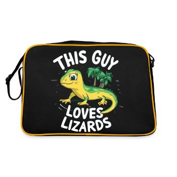 This Guy Loves Lizards - Retro Tasche - Schwarz/Gold - Hinten