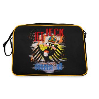 Cologne Smile: "Jeck" buntes Karneval Design Köln - Retro Tasche - Schwarz/Gold - Hinten