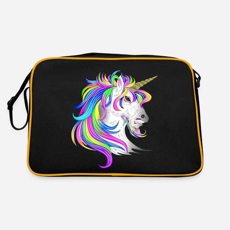 Einhorn wütend - Retro Tasche - Schwarz/Gold