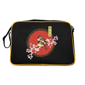 Aesthetic Japanese Art Birds with Sakura - Retro Bag - black/gold - Back