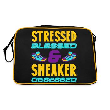 stressed sneaker obsessed design - Retro Bag - black/gold - Back