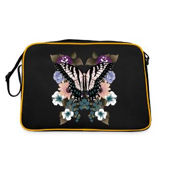 Queue d’aronde papillon avec des fleurs - Sac Retro - noir/or - Dos