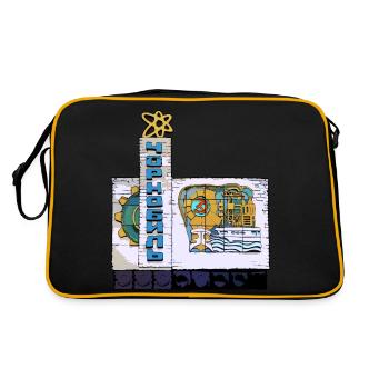 Stadtgrenzen von Tschernobyl Willkommen - Retro Tasche - Schwarz/Gold - Hinten