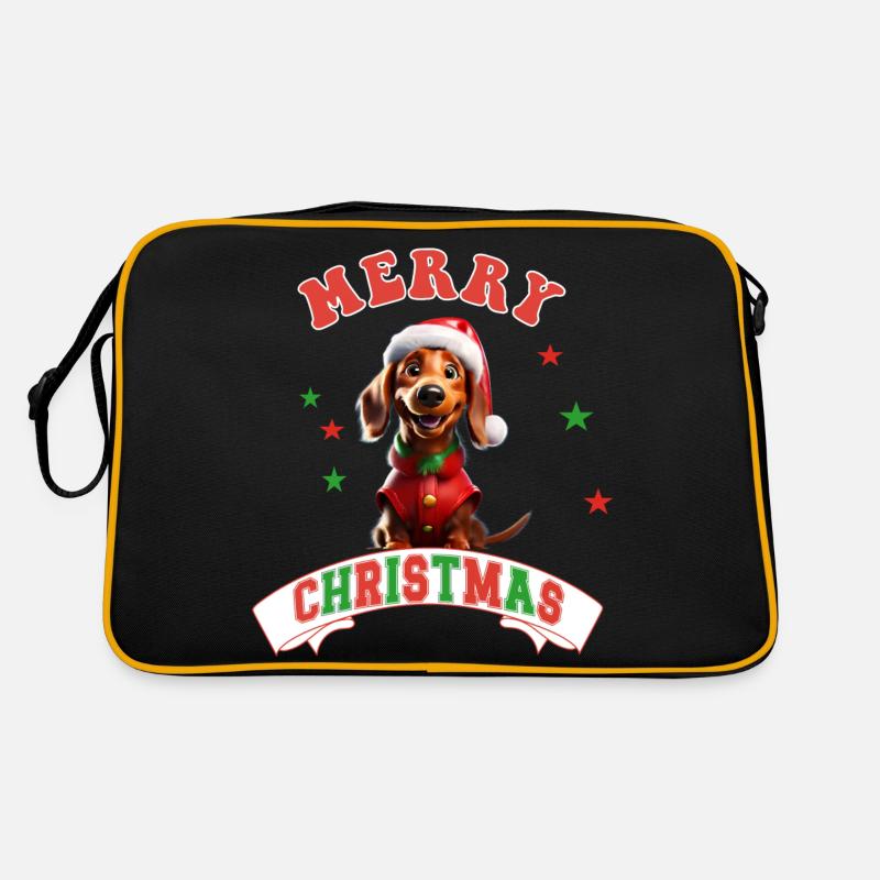 Teckel de Noël en costume de Père Noël Sac Retro