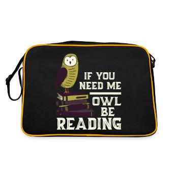 Owl Reading Books Funny Saying - Retro Bag - black/gold - Back