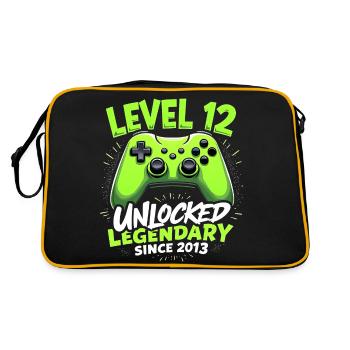 Level 12 Geburtstag Junge Gamer 12er Geburtstag - Retro Tasche - Schwarz/Gold - Hinten