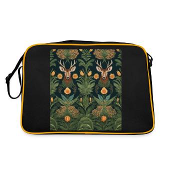 Motif symétrique avec des cerfs et des fleurs - Sac Retro - noir/or - Dos