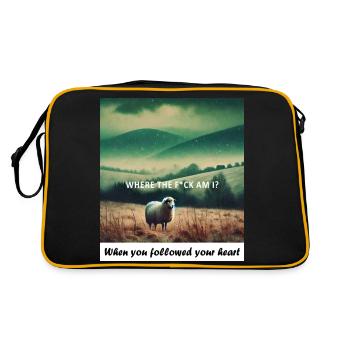 YANACAT Funny saying. Follow your heart. Joke - Retro Bag - black/gold - Back