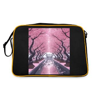 Tunnel de cerisier en fleurs - Sac Retro - noir/or - Dos