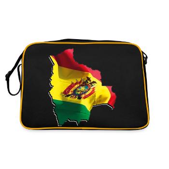 Drapeau de la Bolivie sur la carte de la Bolivie - Sac Retro - noir/or - Dos