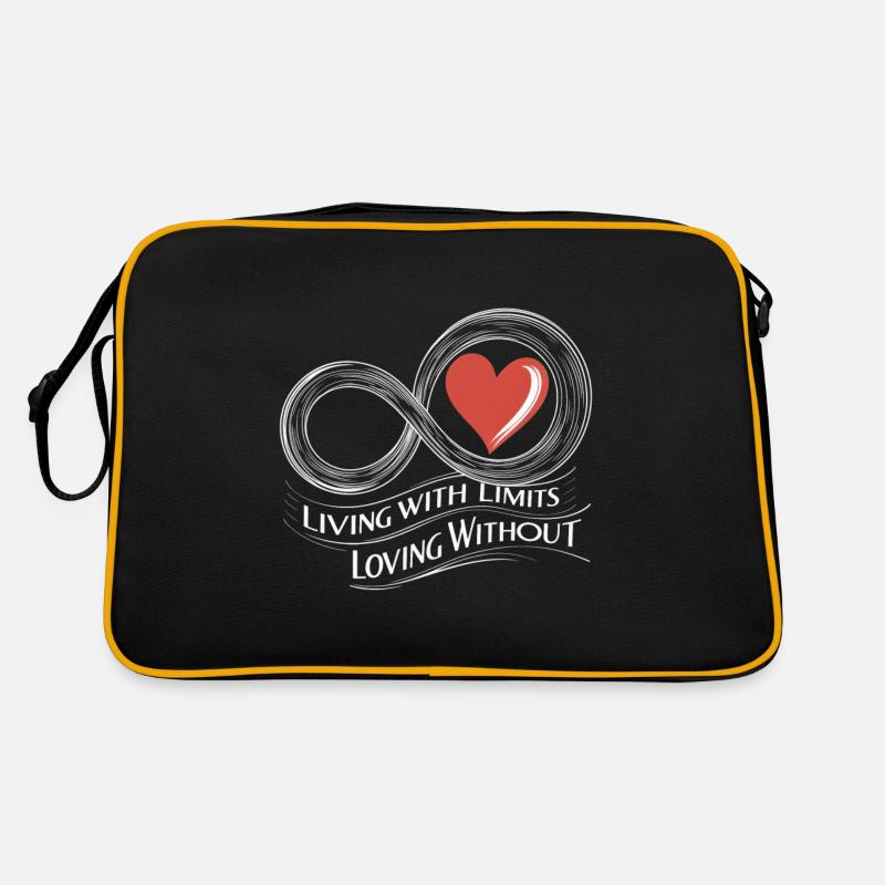Living with Limits, Loving without - ME/CFS - Retro Tasche - Schwarz/Gold