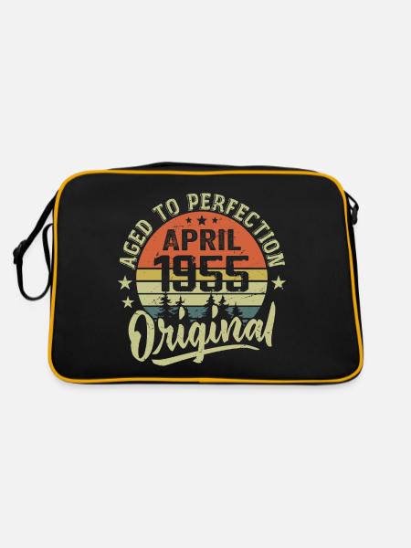 April 1955 Geburtstag - April 1955 Geschenkidee - Retro Tasche - Schwarz/Gold - Hinten
