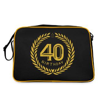 Vierzig 40 Geburtstag - Retro Tasche - Schwarz/Gold - Hinten