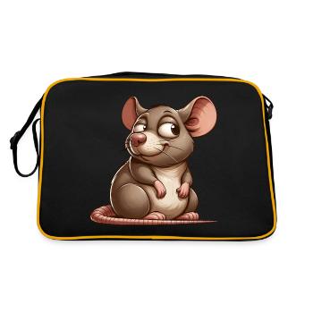 Mignon dessin animé souris rat curieux - Sac Retro - noir/or - Dos