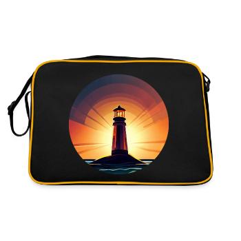 Lighthouse at sunset Romantic - Retro Bag - black/gold - Back