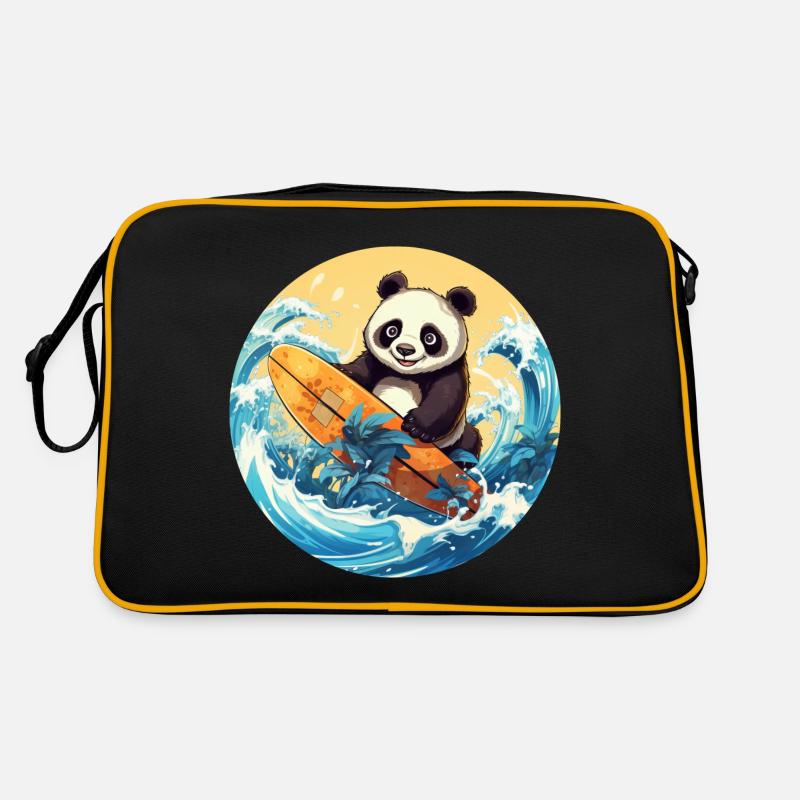 Panda surfeur au coucher du soleil Sac Retro