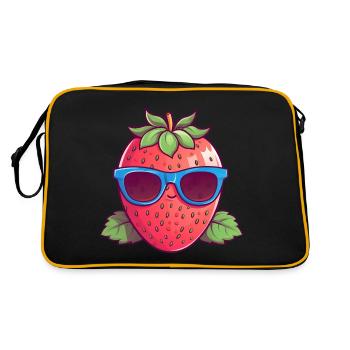 Coole Kawaii-Erdbeere: Fruchtiger Trendsetter - Retro Tasche - Schwarz/Gold - Hinten