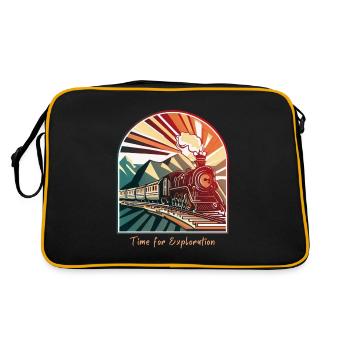 Time for Exploration: Vintage Steam Locomotive - Retro Bag - black/gold - Back