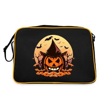 Nuit d’Halloween effrayante éclairée à la citrouille - Sac Retro - noir/or - Dos