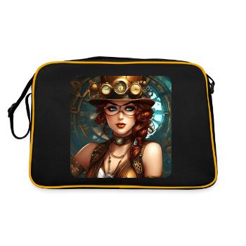 Sexy fille steampunk avec chapeau et montre - Sac Retro - noir/or - Dos