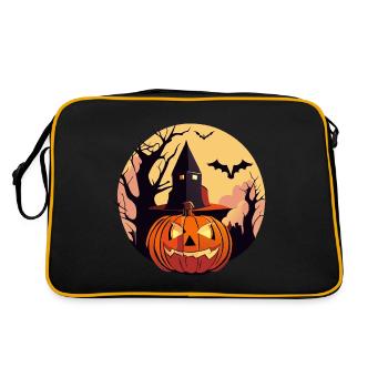 Nuit hantée d'Halloween au clair de lune - Sac Retro - noir/or - Dos