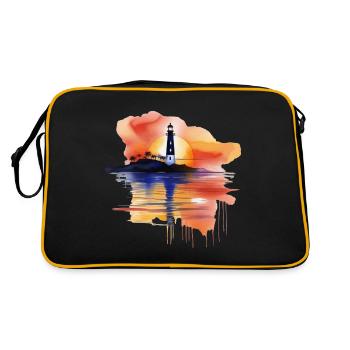A Watercolor Lighthouse Scene - Retro Bag - black/gold - Back