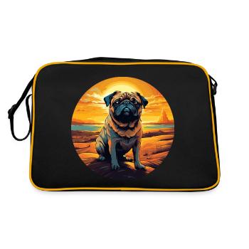 Pug in the desert at sunset - Retro Bag - black/gold - Back