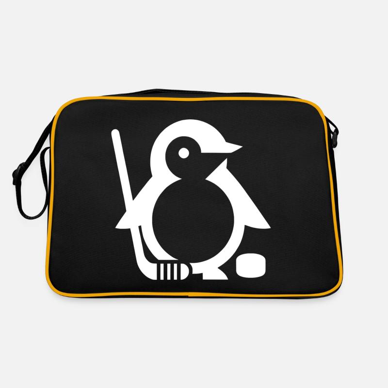 Minimalistischer Pinguin Eishockeyspieler - Retro Tasche