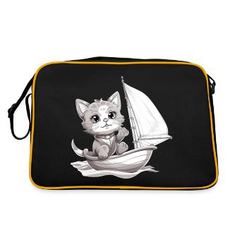 Sailing cat on dinghy - Retro Bag - black/gold - Back