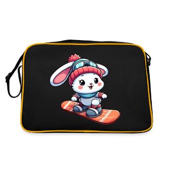 Snow bunny on snowboard winter joy design - Retro Bag - black/gold - Back