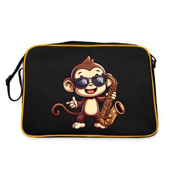 Jazz Saxophone Monkey Chimpanzee Music Lover - Retro Bag - black/gold - Back