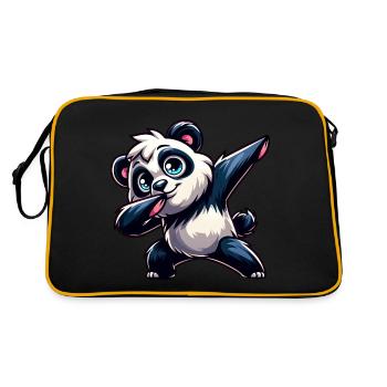 Panda mignon fait un dessin animé Dab - Sac Retro - noir/or - Dos
