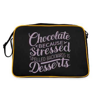 Chocolate Desserts Stress Funny Dessert Quote - Retro Bag - black/gold - Back