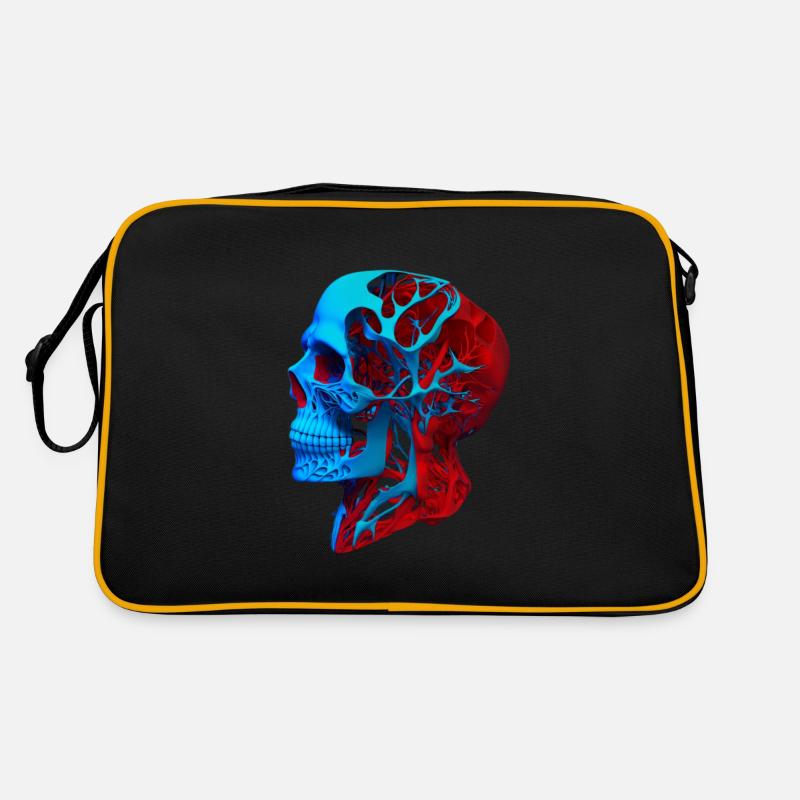 Anatomical drawing head red blue Retro Bag