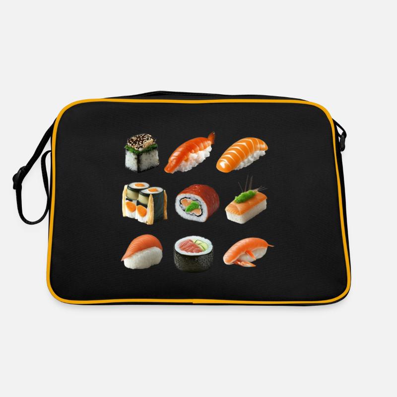Différentes variantes de sushis - Sac Retro - noir/or