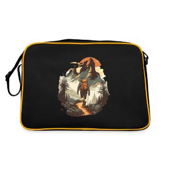 Wanderfreude Lust am Wandern - Retro Tasche - Schwarz/Gold - Hinten