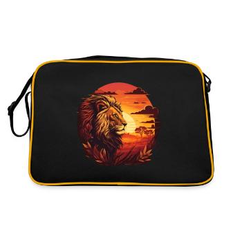 Lion in setting sun Serengeti - Retro Bag - black/gold - Back