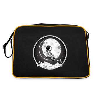 Child astronaut sitting on the moon - Retro Bag - black/gold - Back