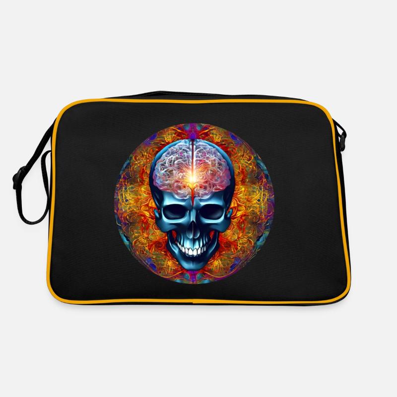 Crâne psychédélique coloré Big Brain Sac Retro