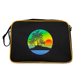 Belle image de l’île avec des rayons de soleil. Motif de vacances - Sac Retro - noir/or - Dos