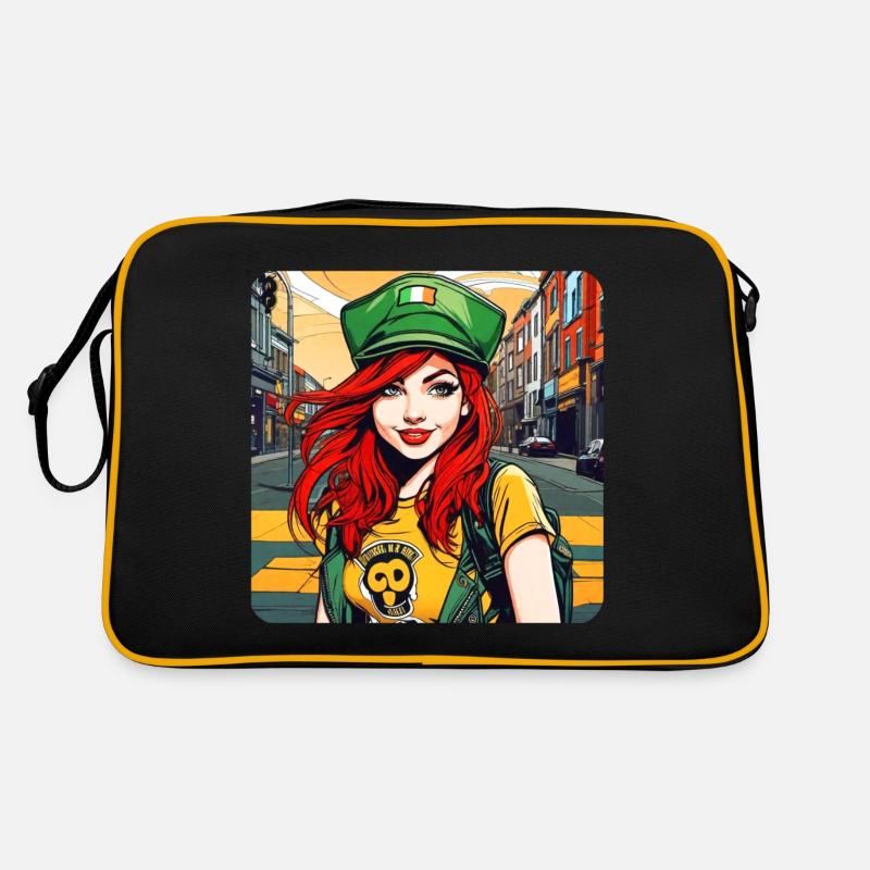 Cooles irisches rothaariges Mädchen Retro Tasche