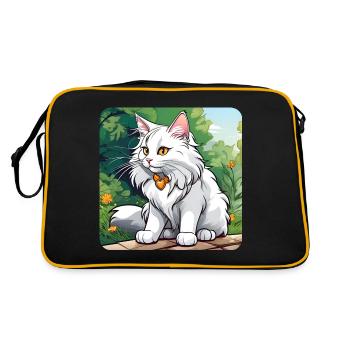 Mignon chat Maine Coon blanc aux yeux jaunes - Sac Retro - noir/or - Dos