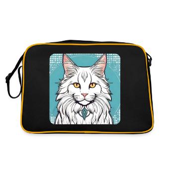 Fier chat Maine Coon blanc aux yeux jaunes - Sac Retro - noir/or - Dos